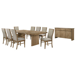 Adina Extension Dining Set Distressed Light Brown