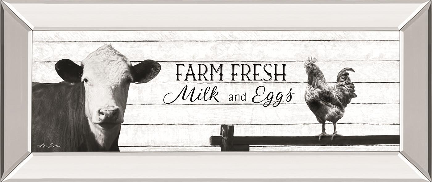 Farm Fresh Milk And Eggs By Lori Deiter 18X42 Mirror Frame Print
