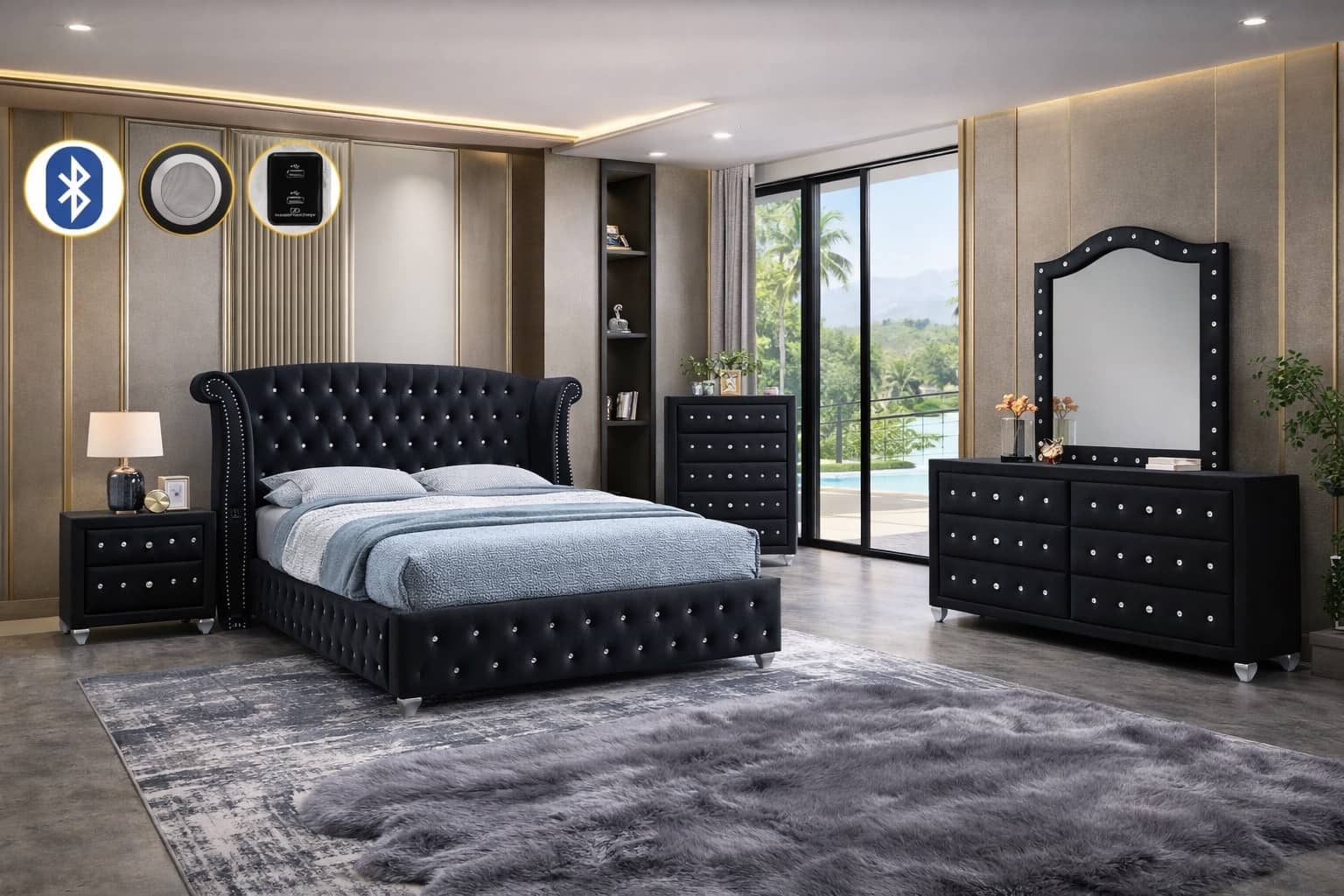 Divina (Black) Bedroom Set