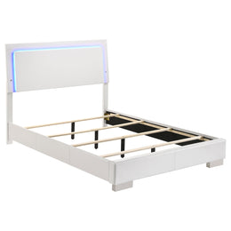 Felicity Wood California King LED Panel Bed White High Gloss