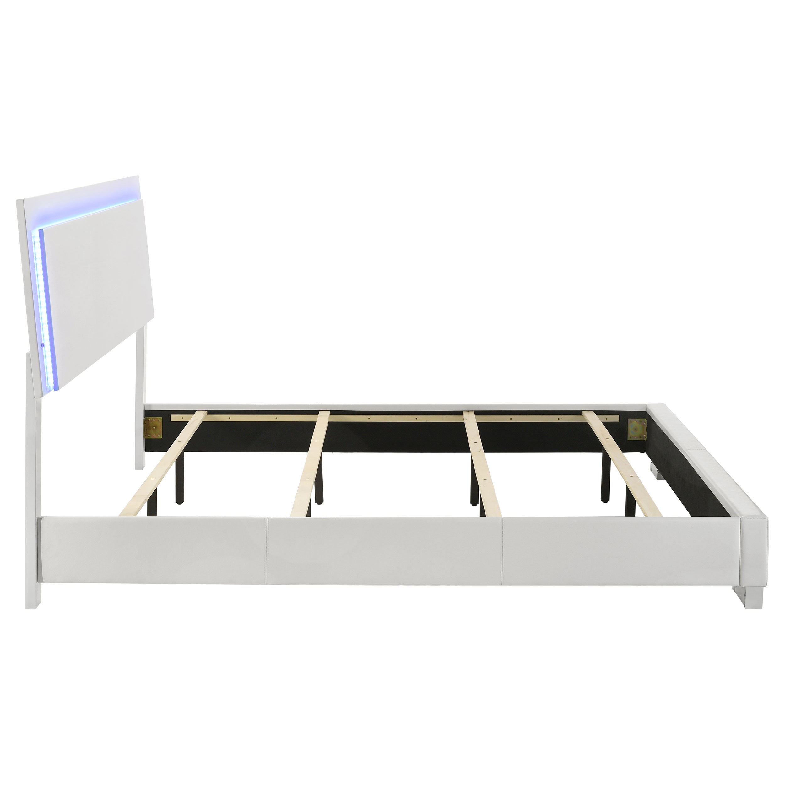Felicity Wood California King LED Panel Bed White High Gloss
