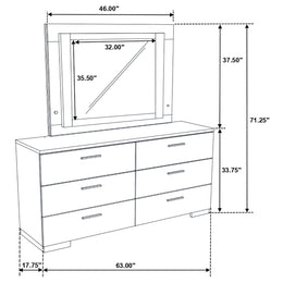 Felicity 6-drawer Dresser White High Gloss