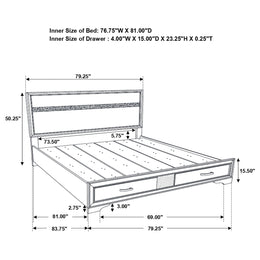 Miranda 51-inch Wood California King Storage Panel Bed Black