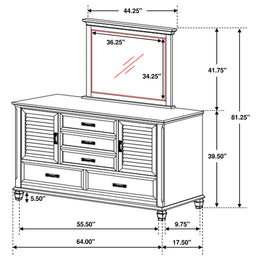 Franco 5-drawer Dresser Distressed White