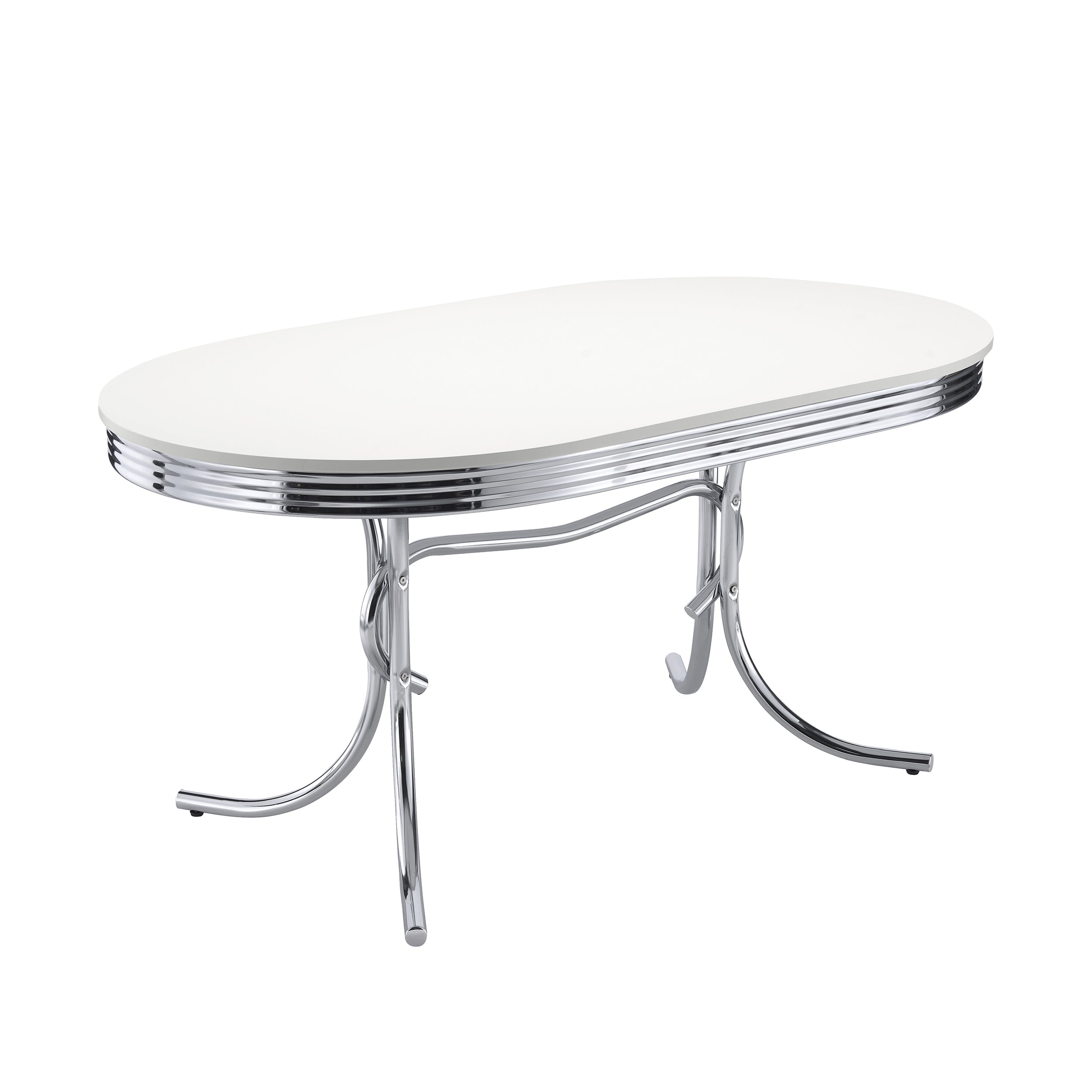 Retro  Oval Dining Table Set White and Black