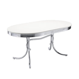 Retro  Oval Dining Table Set White and Black