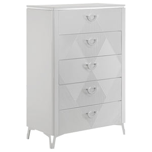 Cassia 5-drawer Bedroom Chest of Drawers White High Gloss