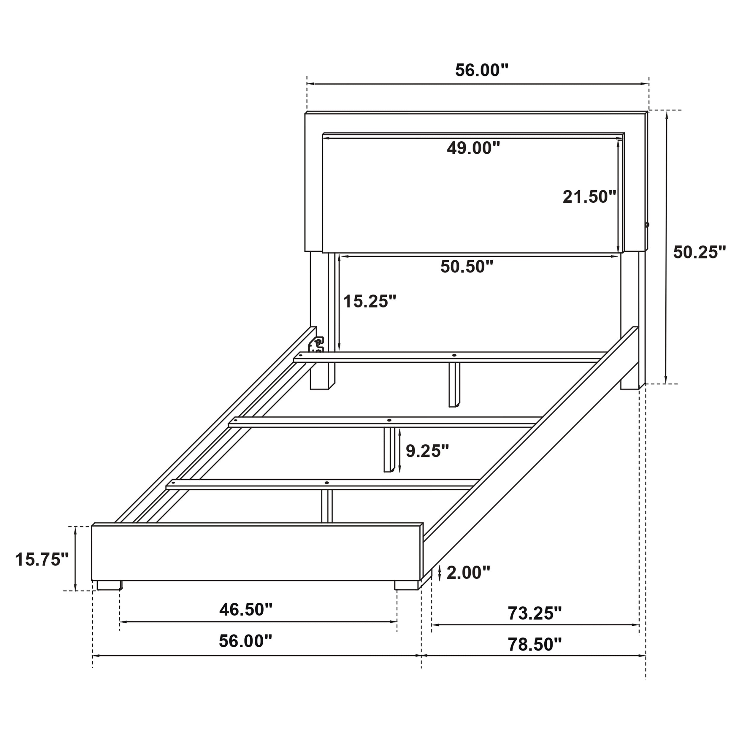 Marceline Wood  LED Panel Bed Black