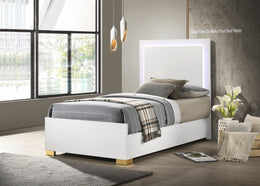 Marceline Wood  LED Panel Bed Black