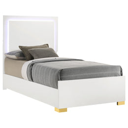 Marceline Wood  LED Panel Bed Black
