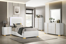 Marceline Wood  LED Panel Bed Black