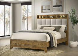 Henderson 57-inch Bookcase Panel Bed Medium Oak