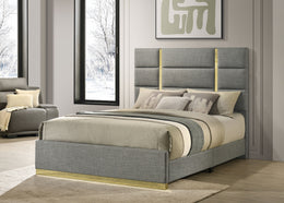 Ines 52-inch Fabric Upholstered Queen Panel Bed Grey