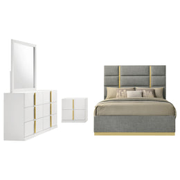 Ines  Bedroom Set Grey/Navy and White High Gloss