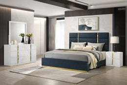 Ines  Bedroom Set Grey/Navy and White High Gloss
