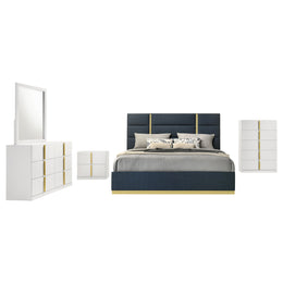 Ines  Bedroom Set Grey/Navy and White High Gloss