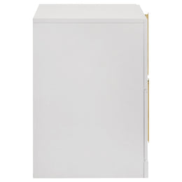Ines 2-drawer Nightstand Bedside Table White High Gloss