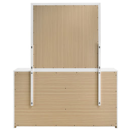 Ines 6-drawer Bedroom Dresser with Mirror Cabinet White High Gloss