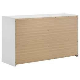 Ines 6-drawer Bedroom Dresser with Mirror Cabinet White High Gloss