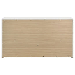 Ines 6-drawer Bedroom Dresser with Mirror Cabinet White High Gloss