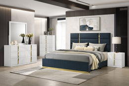 Ines 6-drawer Bedroom Dresser with Mirror Cabinet White High Gloss