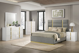 Ines 6-drawer Bedroom Dresser with Mirror Cabinet White High Gloss