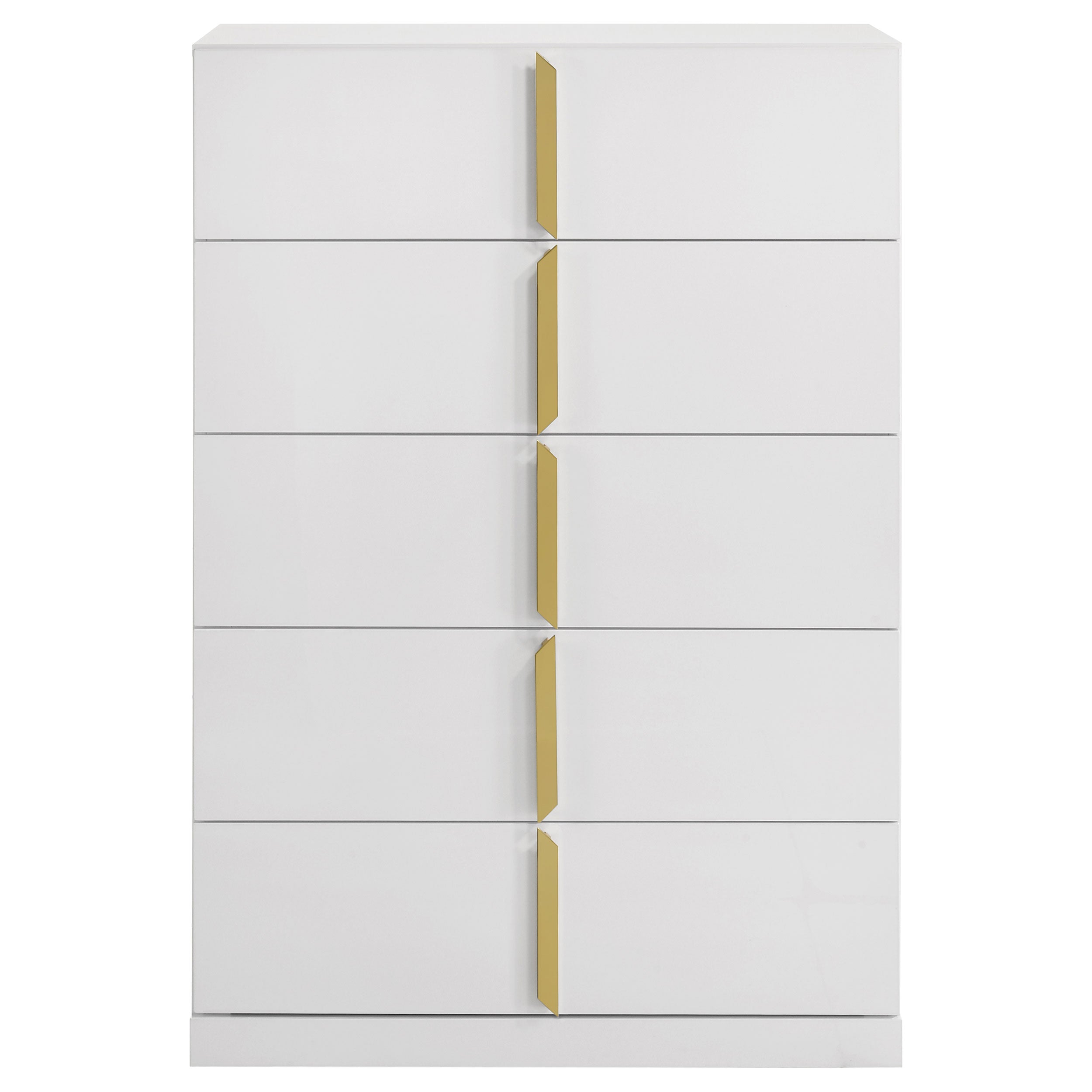 Ines 5-drawer Bedroom Chest of Drawers White High Gloss