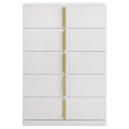 Ines 5-drawer Bedroom Chest of Drawers White High Gloss