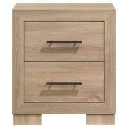 Arielle 2-drawer Bedroom Nightstand with Casters Light Oak
