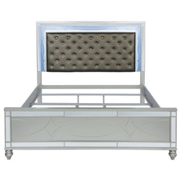Gunnison Wood California King LED Panel Bed Silver Metallic