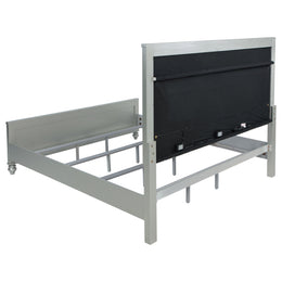Gunnison Wood California King LED Panel Bed Silver Metallic