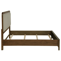 Maderia 57-inch Upholstered California King Panel Bed Walnut