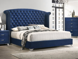 Melody Upholstered California King Wingback Bed Grey