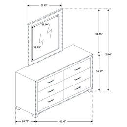 Melody 6-drawer Upholstered Dresser Grey