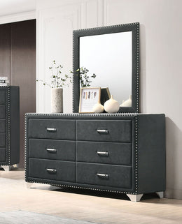 Melody 6-drawer Upholstered Dresser Grey