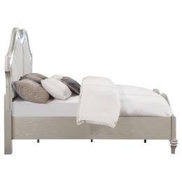 Evangeline Wood LED Panel Bed Silver Oak