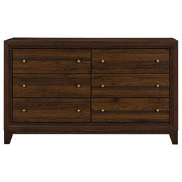Welsley 6-drawer Dresser and Mirror Walnut
