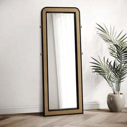 Arini Cane Weave  Length Standing Floor Mirror Black