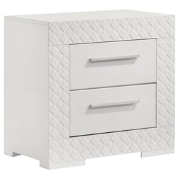 Ives 2-drawer Nightstand Bedside Table Grey High Gloss