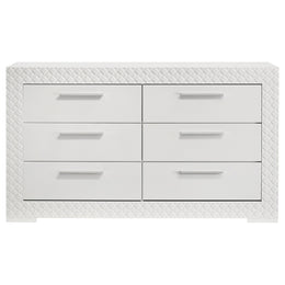 Ives 6-drawer Dresser and Mirror Grey High Gloss