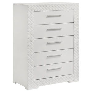 Ives 5-drawer Bedroom Chest of Drawers Grey High Gloss