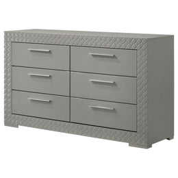 Ives 6-drawer Dresser and Mirror Grey High Gloss