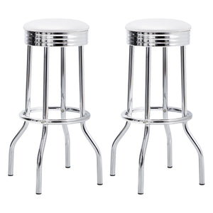 Retro Upholstered Metal Swivel Bar Stool Red (Set of 2)