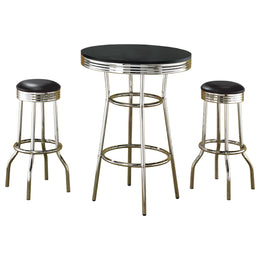 Retro  Round 1950s Bistro Pub Bar Table Set Black