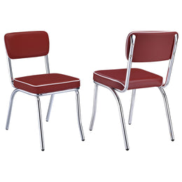 Retro Upholstered Dining Side Chair Black (Set of 2)