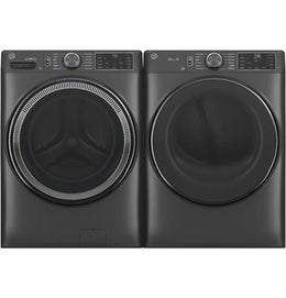Package - GE - 5.0 Cu. Ft. Stackable Smart Front Load Washer with Steam, SmartDispense and Odorblock Ultra Fresh Vent System and 7.8 Cu. Ft. Stackable Smart Gas Dryer with Steam - Carbon Graphite