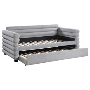 Patricia Boucle Upholstered  Day Bed with Trundle Grey