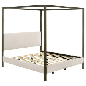 Monroe Upholstered  Canopy Bed Vanilla