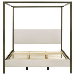Monroe Upholstered  Canopy Bed Vanilla
