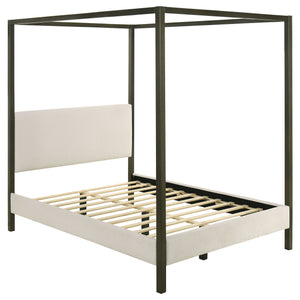 Monroe Upholstered  Canopy Bed Vanilla